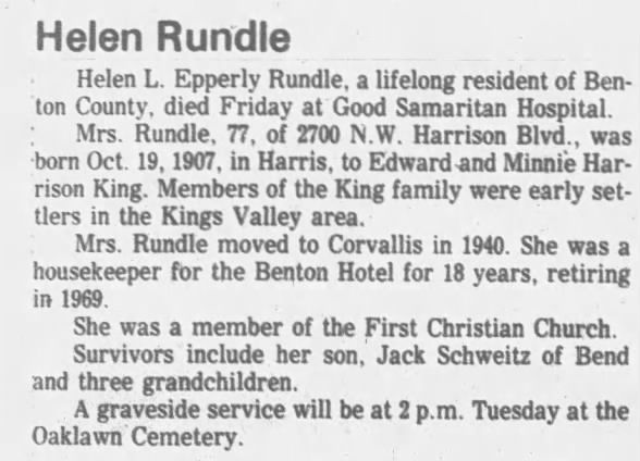 Obituary for Helen L. Epperly Rundle (Aged 77)